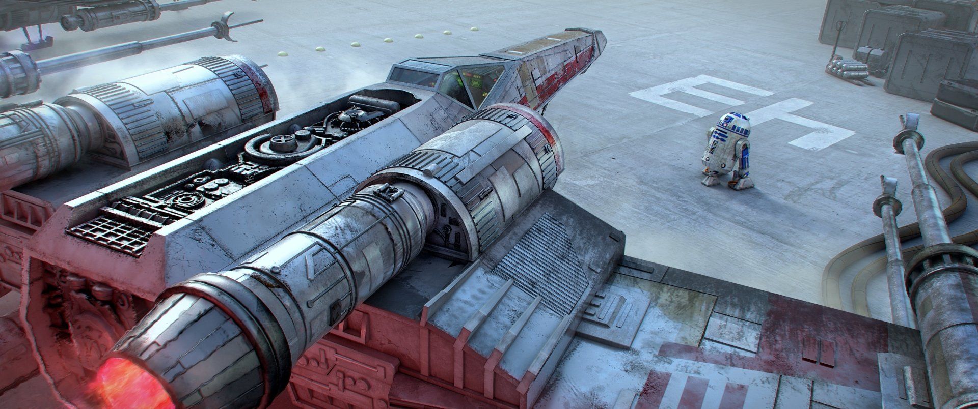 1920x804 Yavin Base X Wing And R2 D2 HD Wallpaper By Tom Strackex1256