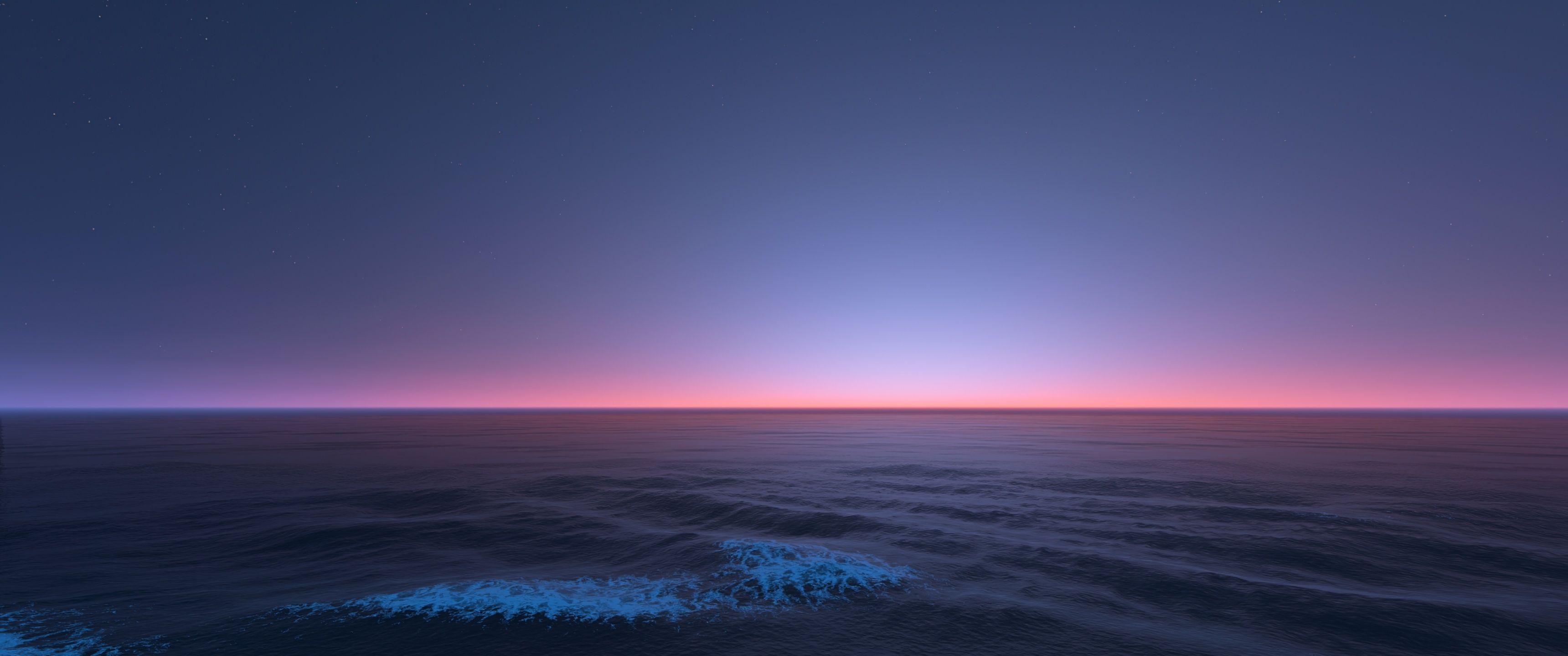 3440x1440 Horizon Wallpaper 4K, Seascape, Sunset, Dusk, Ocean