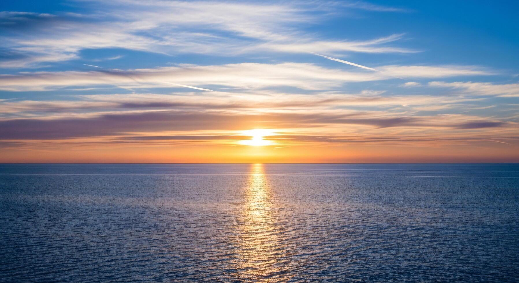1797x980 Nature background, Nature wallpaper, The sun sets over a vast ocean horizon with colorful clouds in a tranquil sky