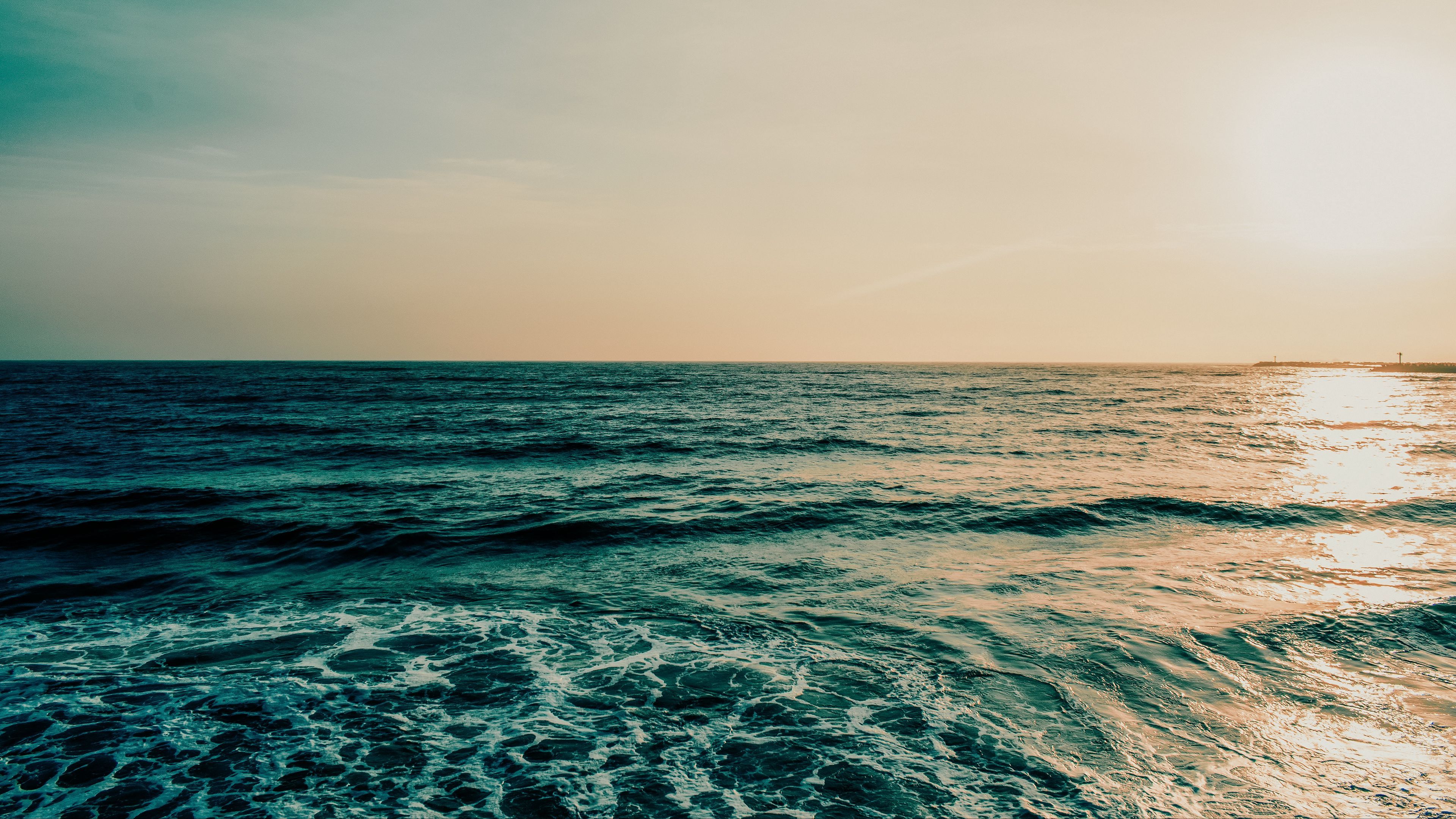 3840x2160 Download wallpaper 3840x2160 ocean, sea, horizon, water, foam, waves, sunset 4k uhd 16:9 HD background