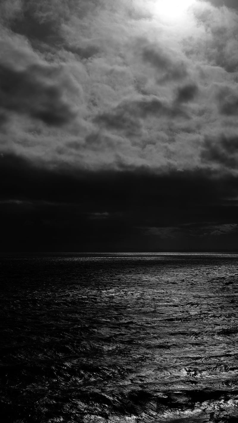 800x1422 Black Sea, bw, cloud, horizon, overcast, HD phone wallpaper