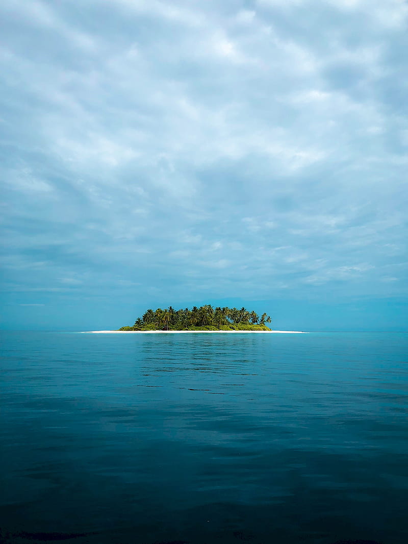 800x1066 Island, ocean, horizon, sky, clouds, tropics, HD phone wallpaper