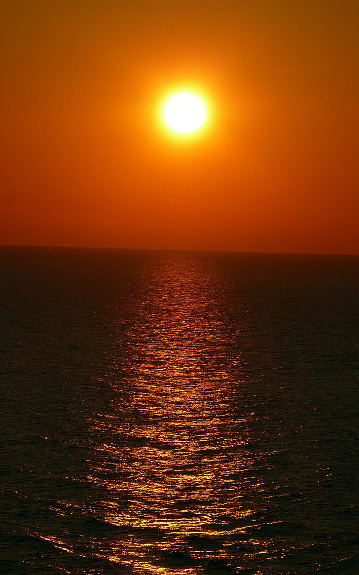 728x1165 Sunset sea horizon portrait display 1080P, 2K, 4K, 5K HD wallpaper free download