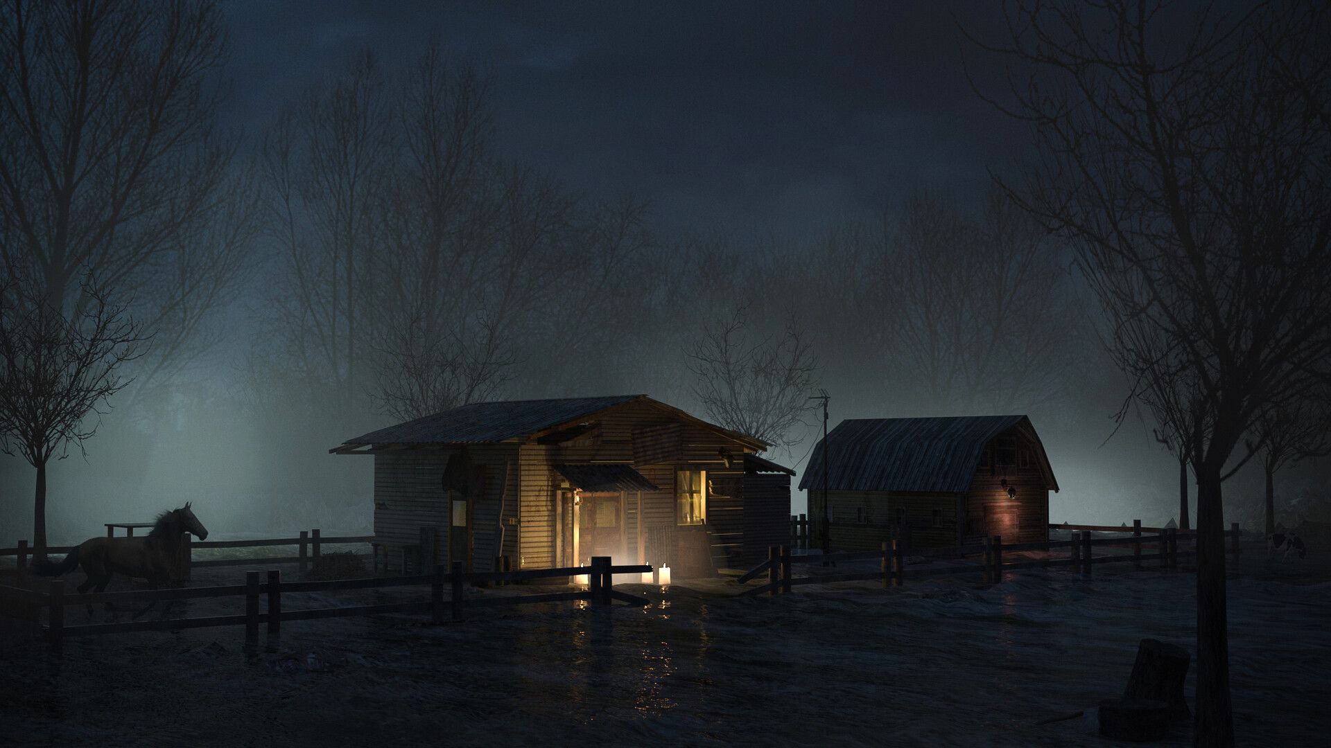 1920x1080 Farm House Scene
