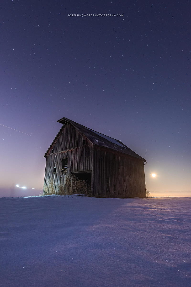 800x1198 A Rustic Barn, country, farm, home, landscape, night, roads, weights, winter, HD phone wallpaper