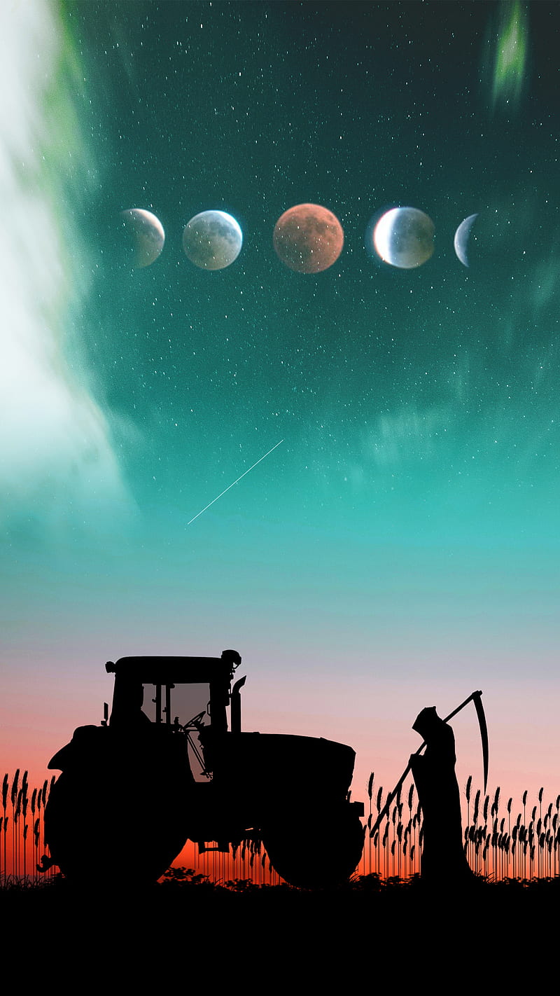 800x1422 Farm, Artoflost, farmer, sunset, the reaper, HD phone wallpaper
