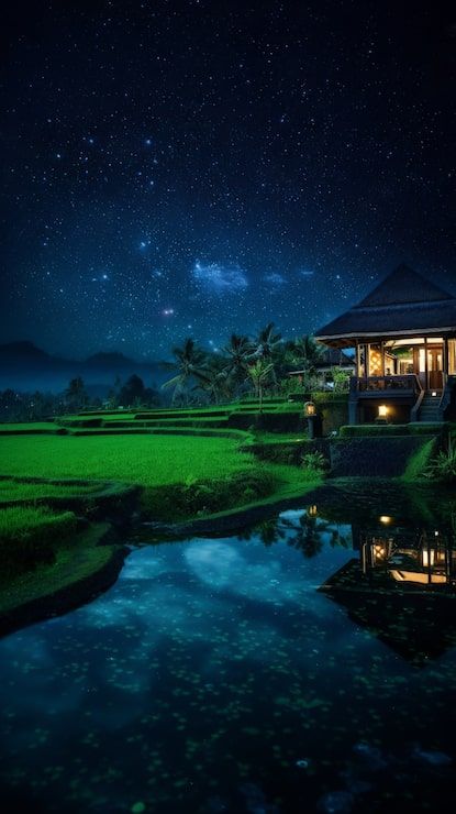 415x740 Night rice fields Image