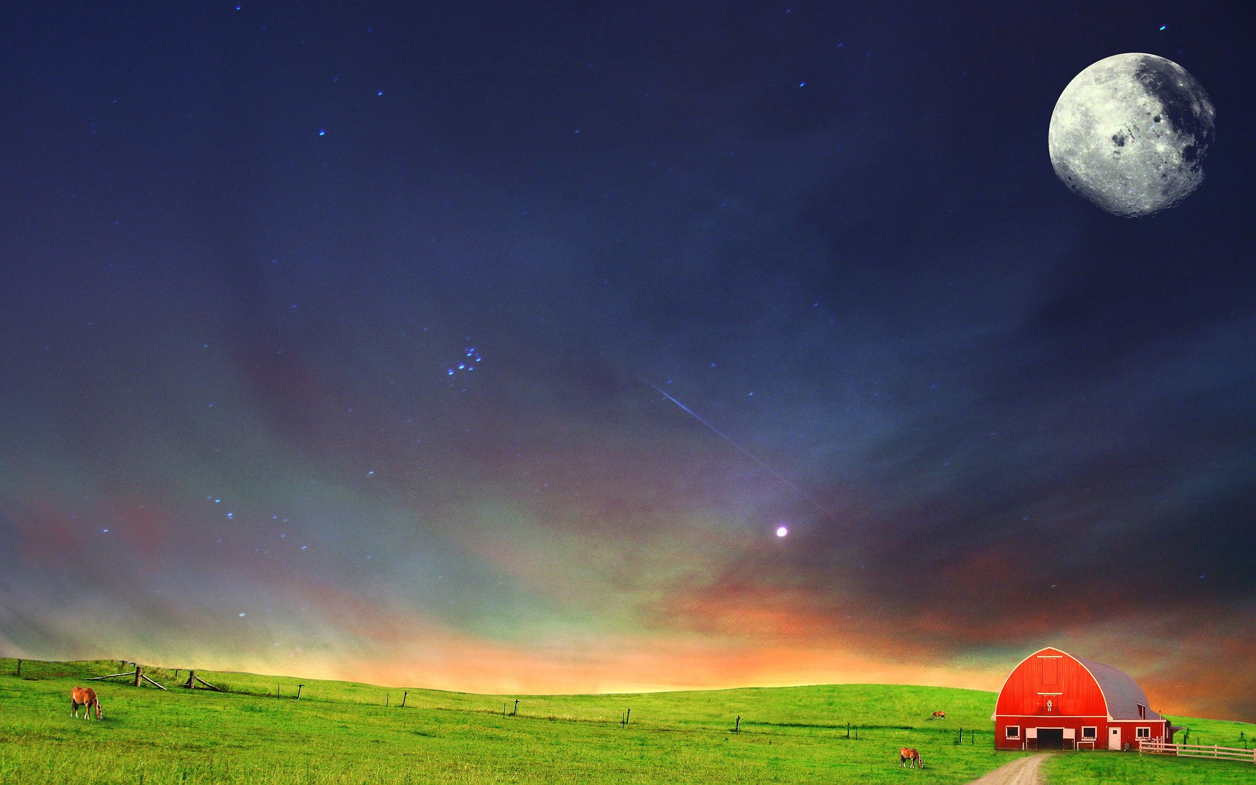2560x1600 Wallpaper field, night, the steppe for mobile and desktop, section настроения, resolution 2560x1600