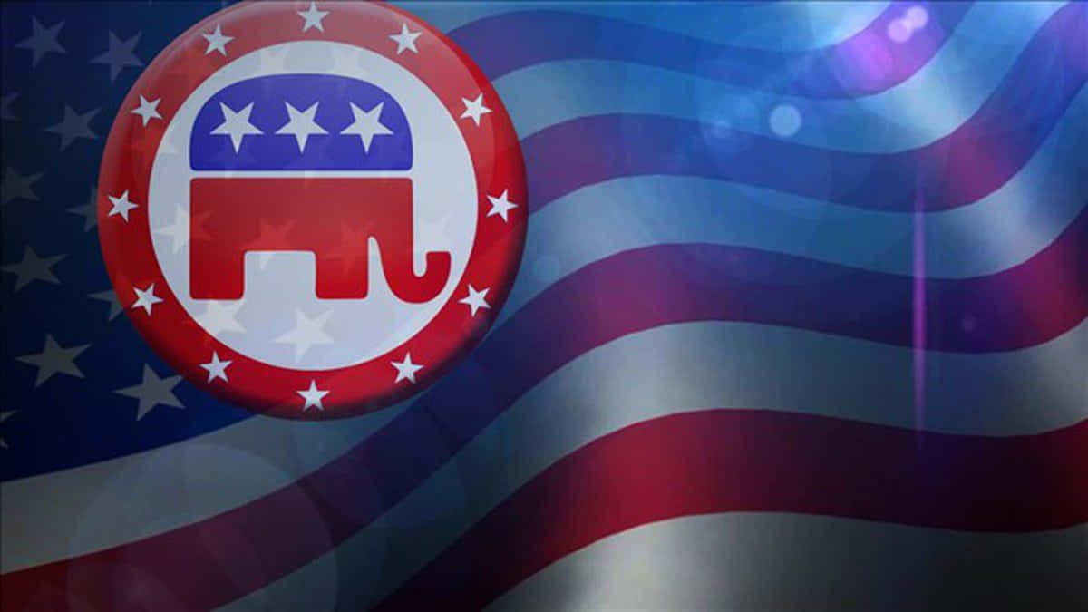 1200x675 Download Republican Elephant Sign On US Flag Wallpaper