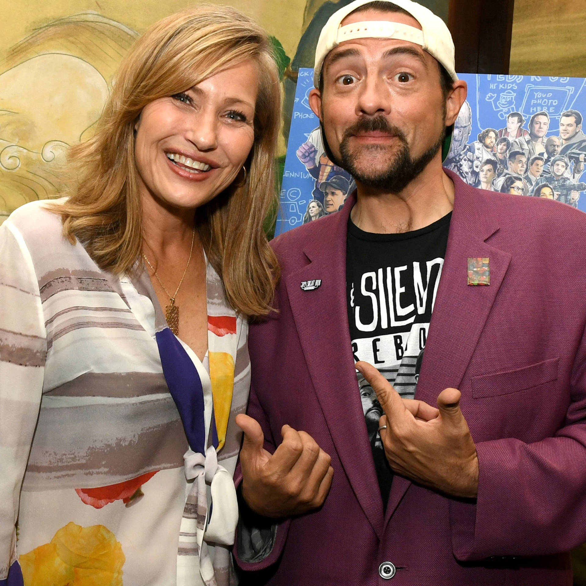 1920x1920 Download Actress Joey Lauren Adams With Filmmaker Kevin Smith Wallpaper