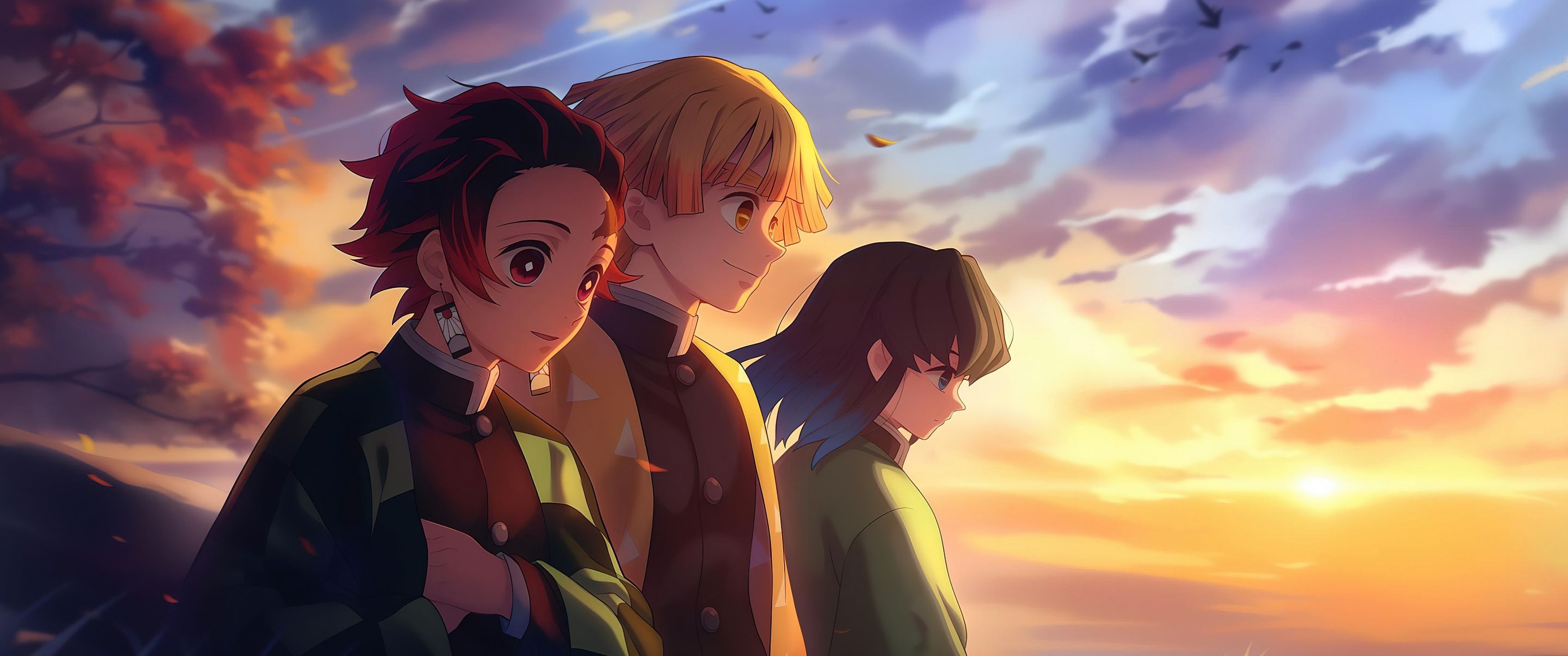 3440x1440 Demon Slayer: Kimetsu no Yaiba Wallpaper 4K, Scenery, Friends