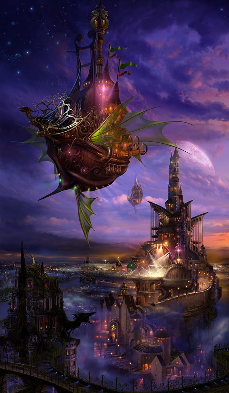800x1371 Steampunk Ship, magic, fantasy, HD phone wallpaper