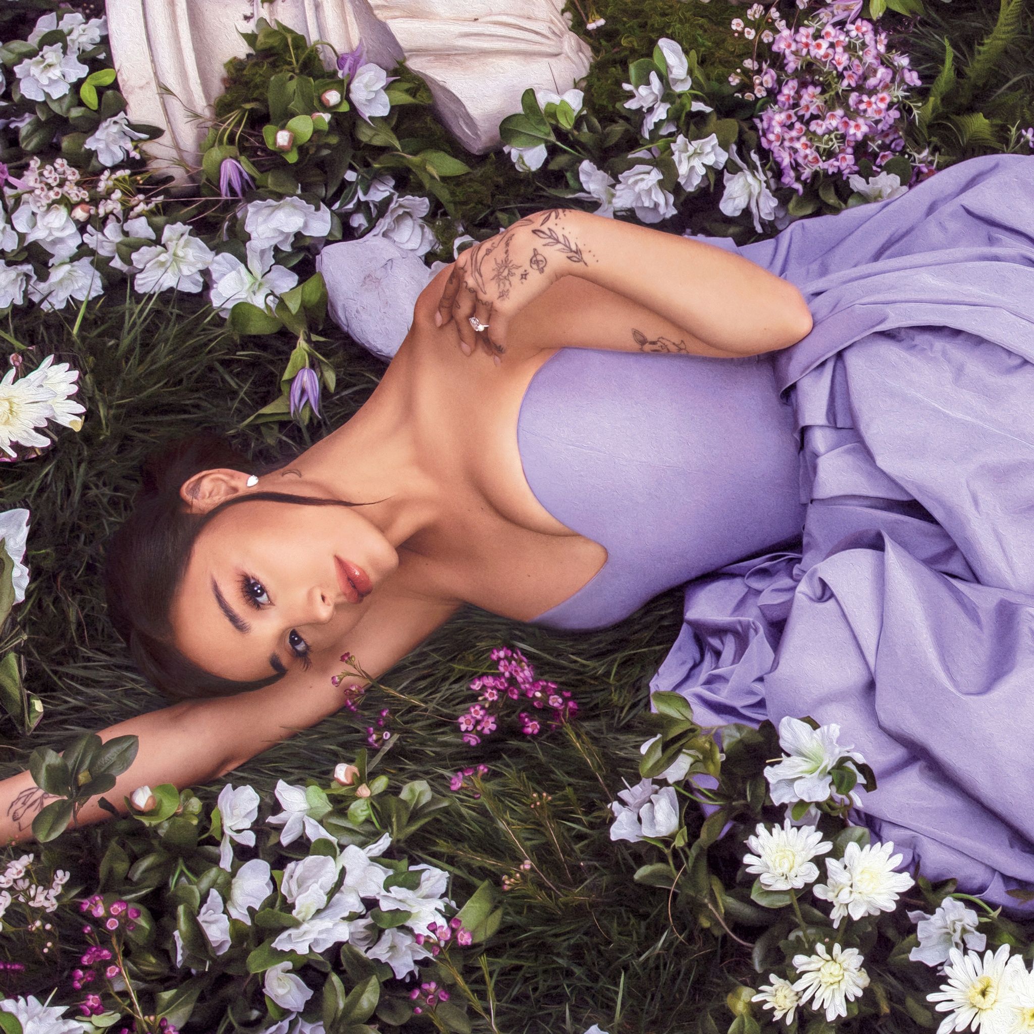 2048x2048 Ariana Grande Wallpaper 4K, Purple aesthetic, Photohoot, 5K