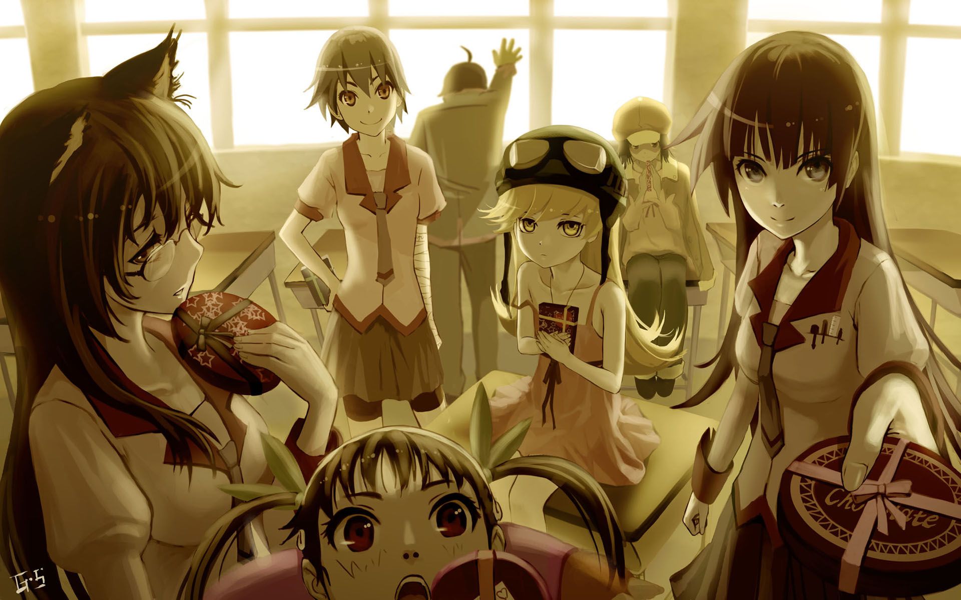 1920x1200 Monogatari Series HD Wallpaper: Iconic Characters Unitex1200