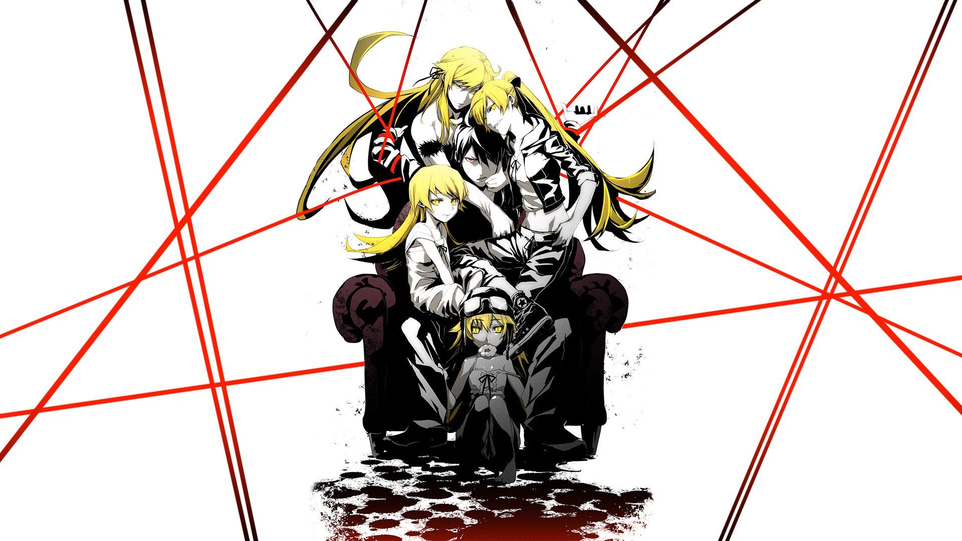 1920x1080 Monogatari HD Wallpaper: Koyomi Araragi & Shinobu Oshino Spotlightx1080