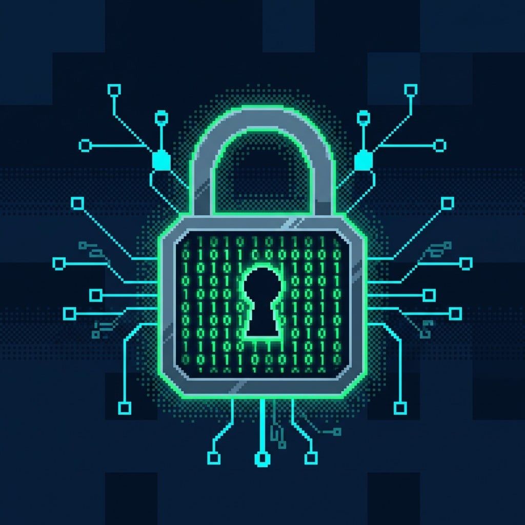 1024x1024 Free Cyber Security Lock Image, Pixel, Lock