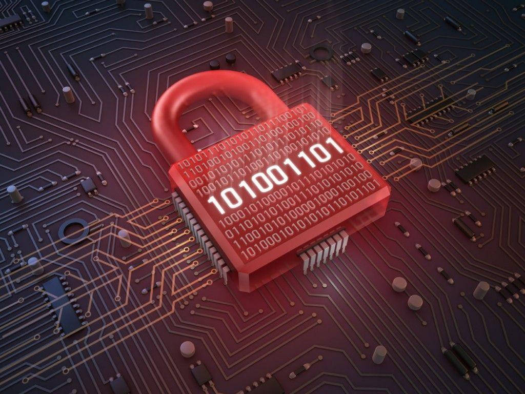 1024x768 Download Robust Cyber Security with Padlock Chip Wallpaper
