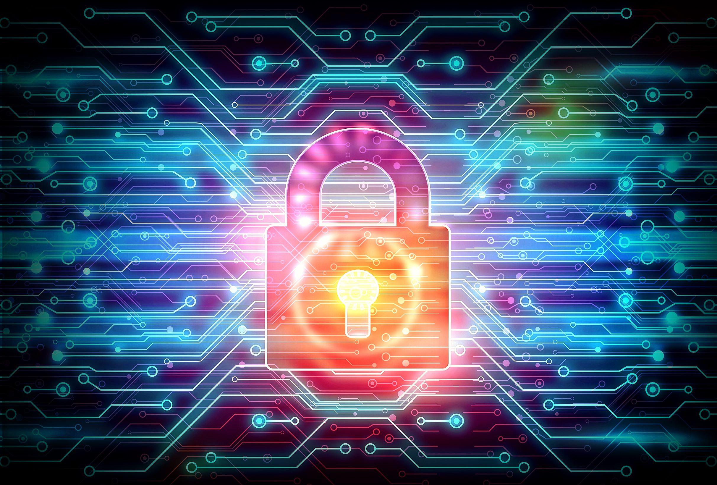 2425x1640 Free photo: Digital Padlock on Circuit Background, Abstract, Access