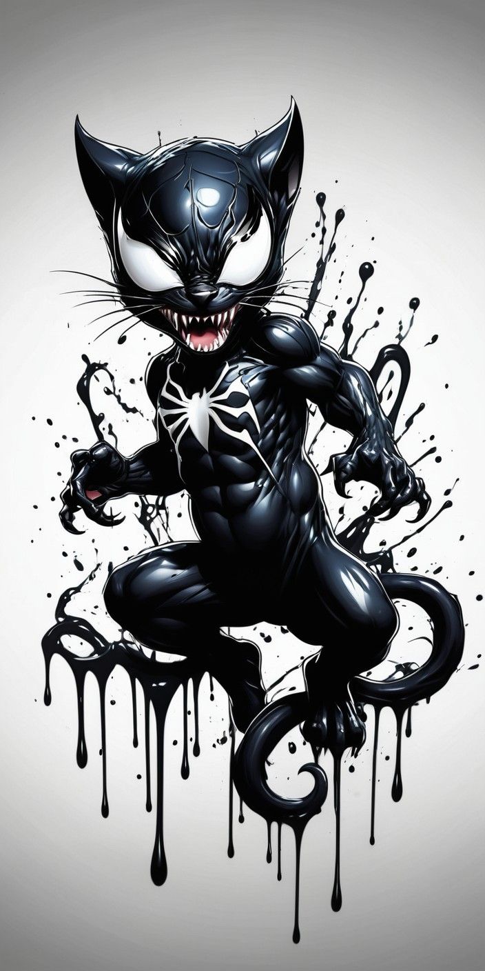 704x1408 Venom Baby Cat Marvel with Ink Effects. Stable Diffusion Online