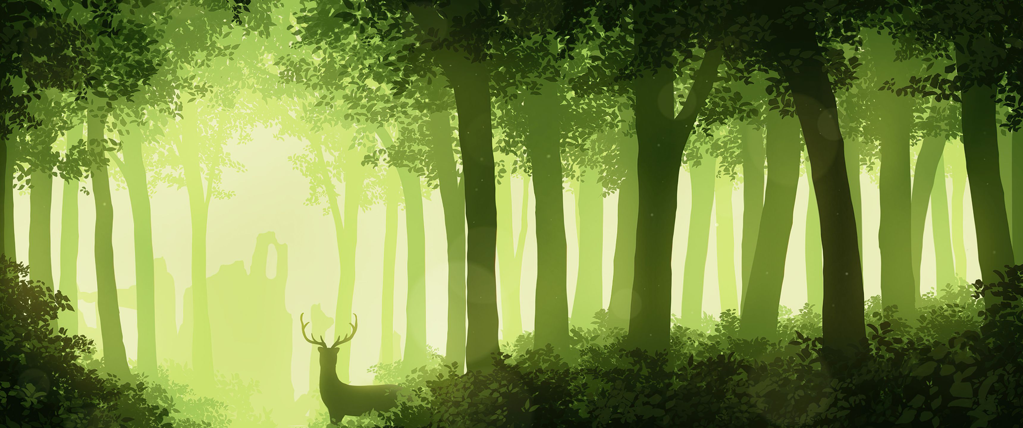3440x1440 Deer Forest 4k UltraWide Quad HD 1440P , HD 4k Wallpaper, Image, Background, Photos and Picture
