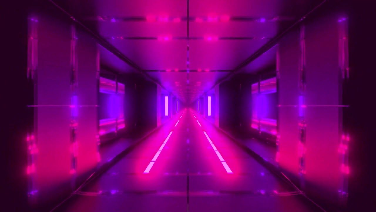 1280x720 Pink Color Tunnel Corridor Sci Fi Neon Lights Background