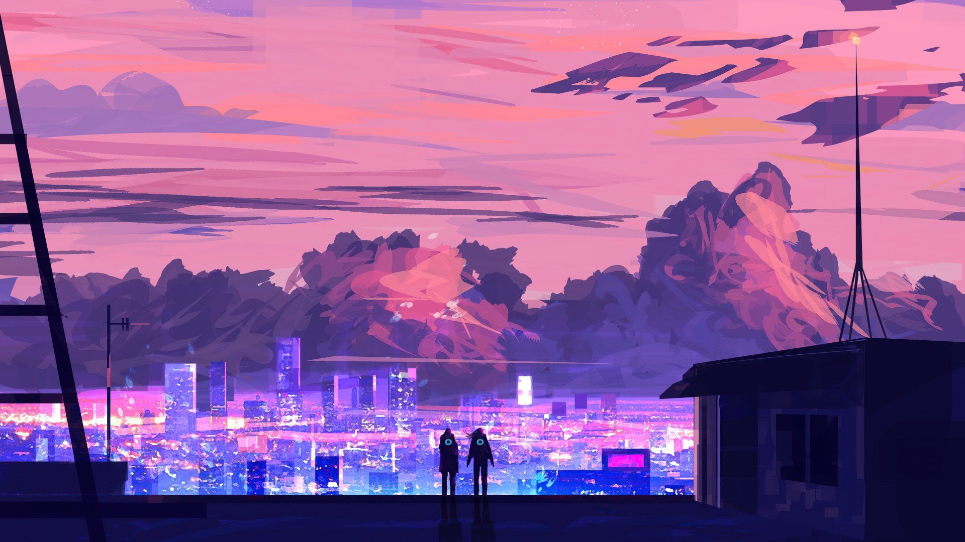 1920x1080 Couple Embracing The Neon Glow Of A Futuristic Sci Fi CityscapeK Ultra HD Wallpaper By Muhammad Nafayx2880
