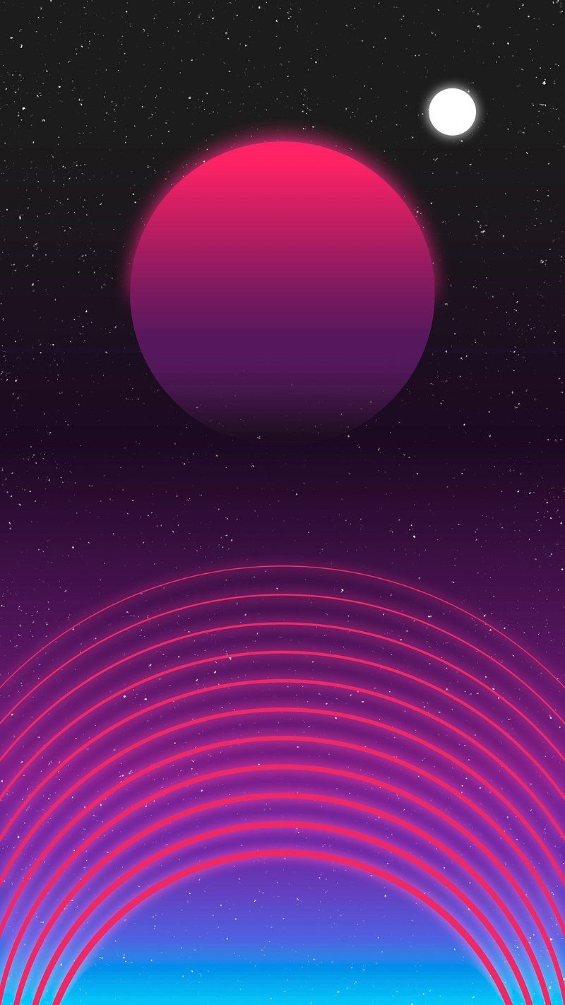 800x1422 Retro futuristic mobile wallpaper, pink