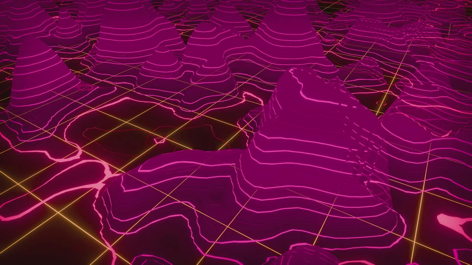 1920x1080 Futuristic Pink Neon Topographic Landscape Animation Free Stock Video Footage, Royalty Free 4K & HD Video Clip