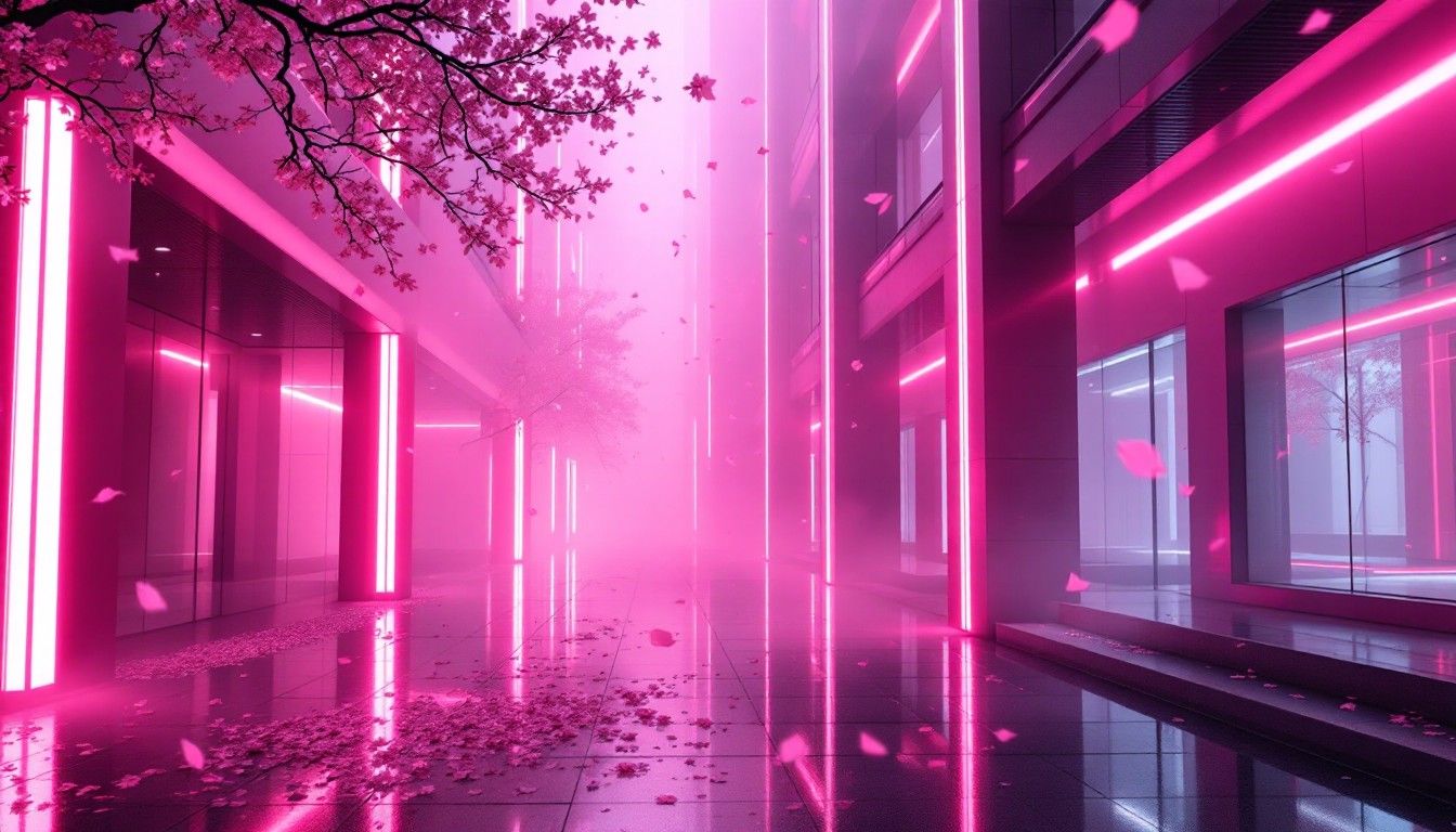 1344x768 Free Neon Cherry Dreams Image, Cyberpunk, Pink