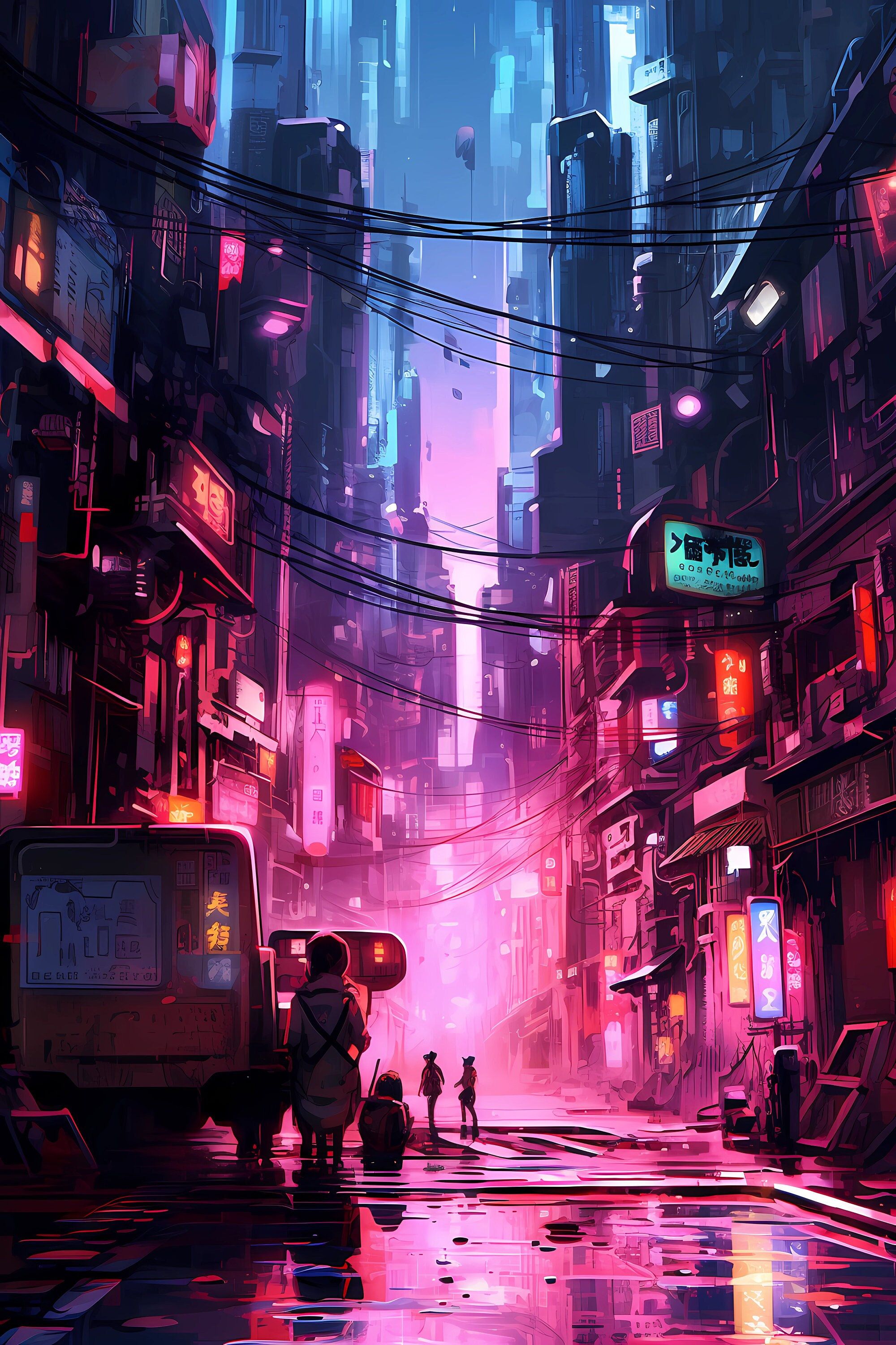 2000x3000 Futuristic Japanese City Scape Ground Zero for the Quantum Revolution Digital Art Downloadable Wallpaper Design Wall Art High Quality PNG