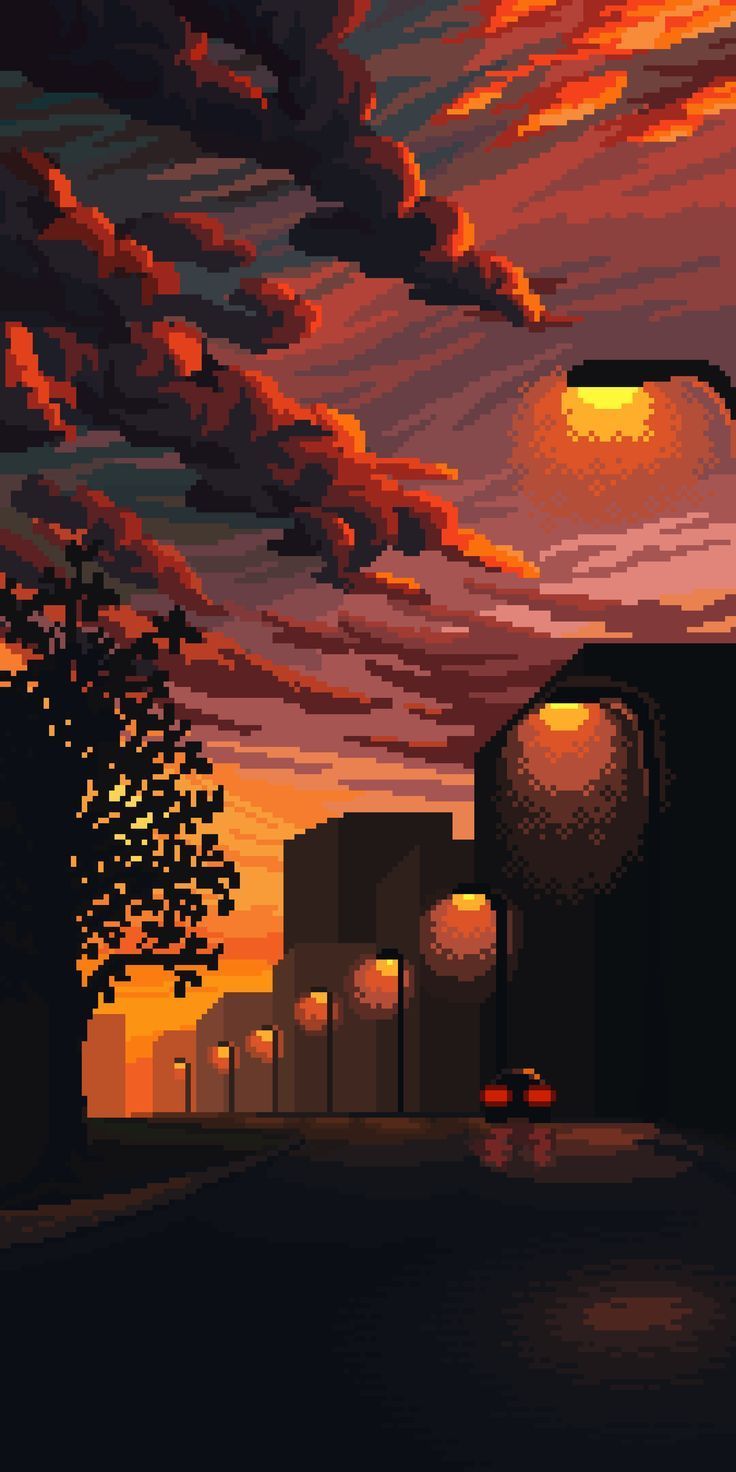 736x1472 Sunset (Pixel Art, by Moertel)