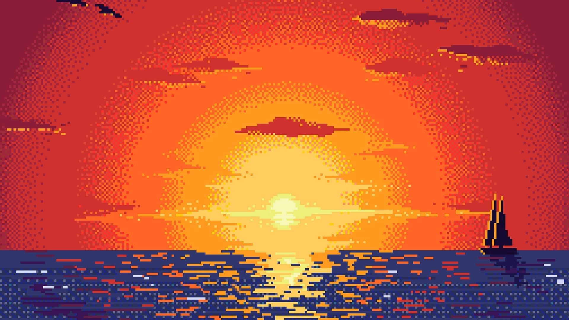 1920x1080 Pixel Sunset Wallpaper