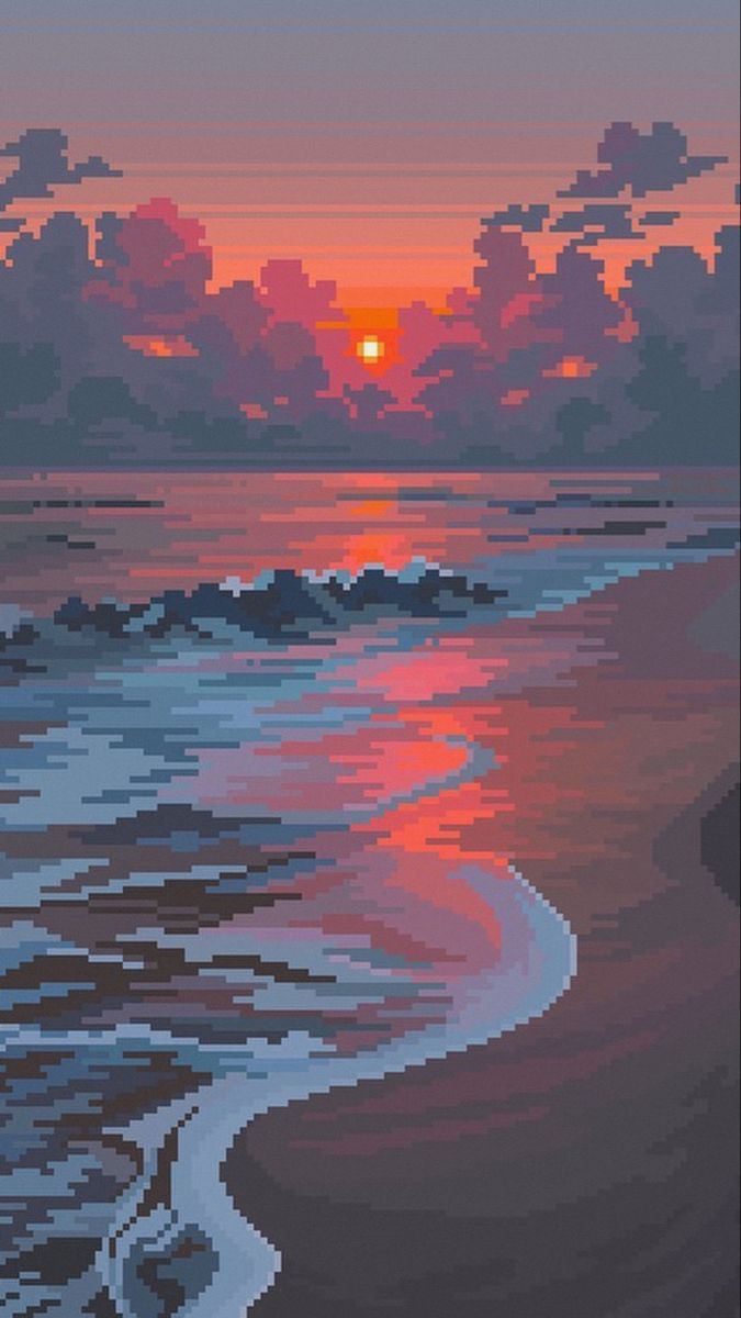 675x1200 Sunset Pixel Wallpaper