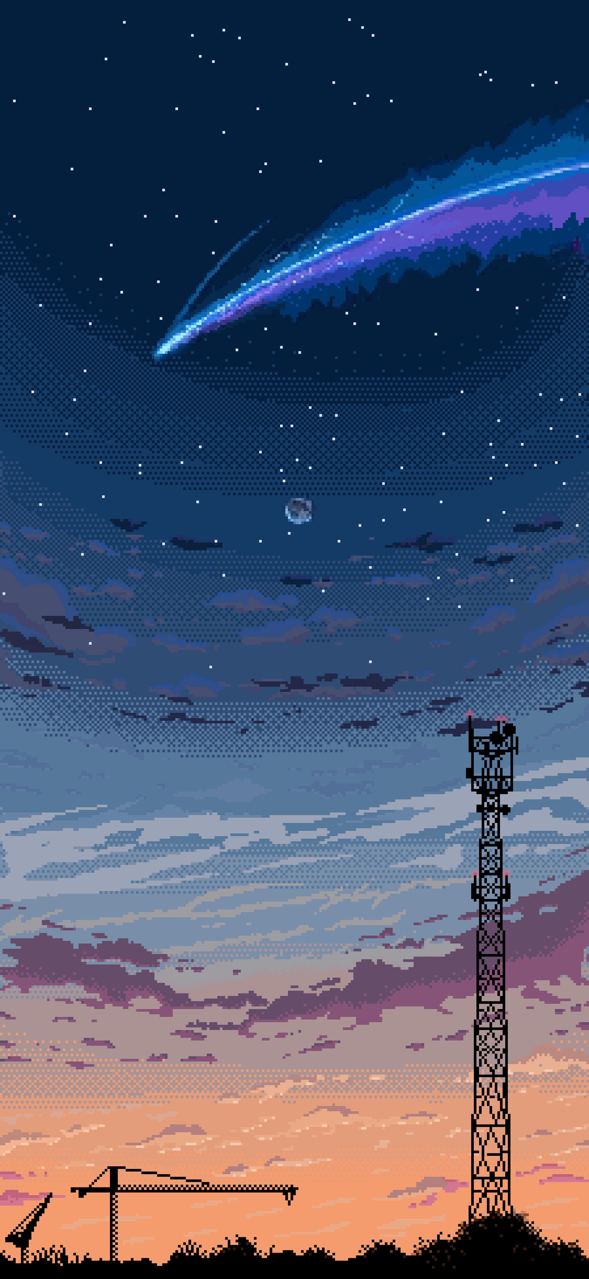 1920x4164 Sunset landscape Pixel Art