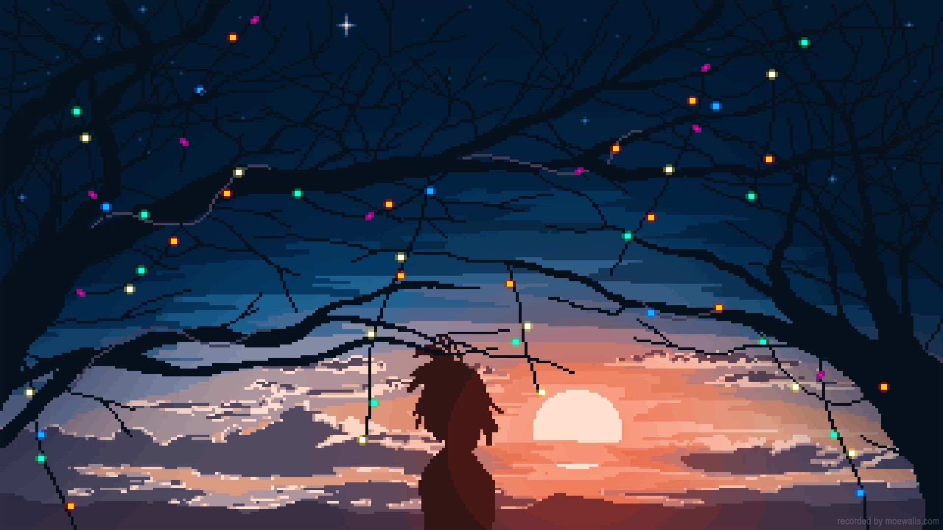 1920x1080 Lonely Sunset Pixel Live Wallpaper