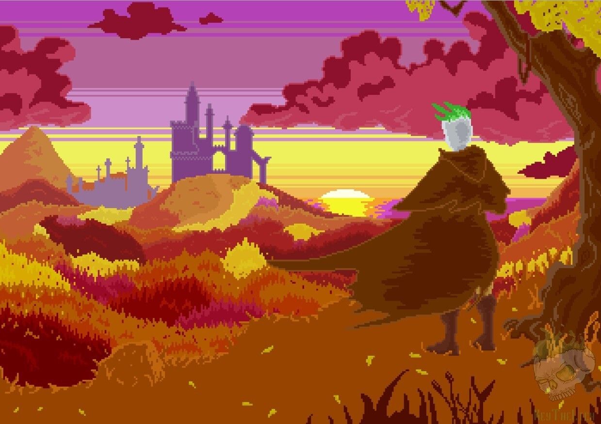 1239x876 Autumn Sunset Pixel Art