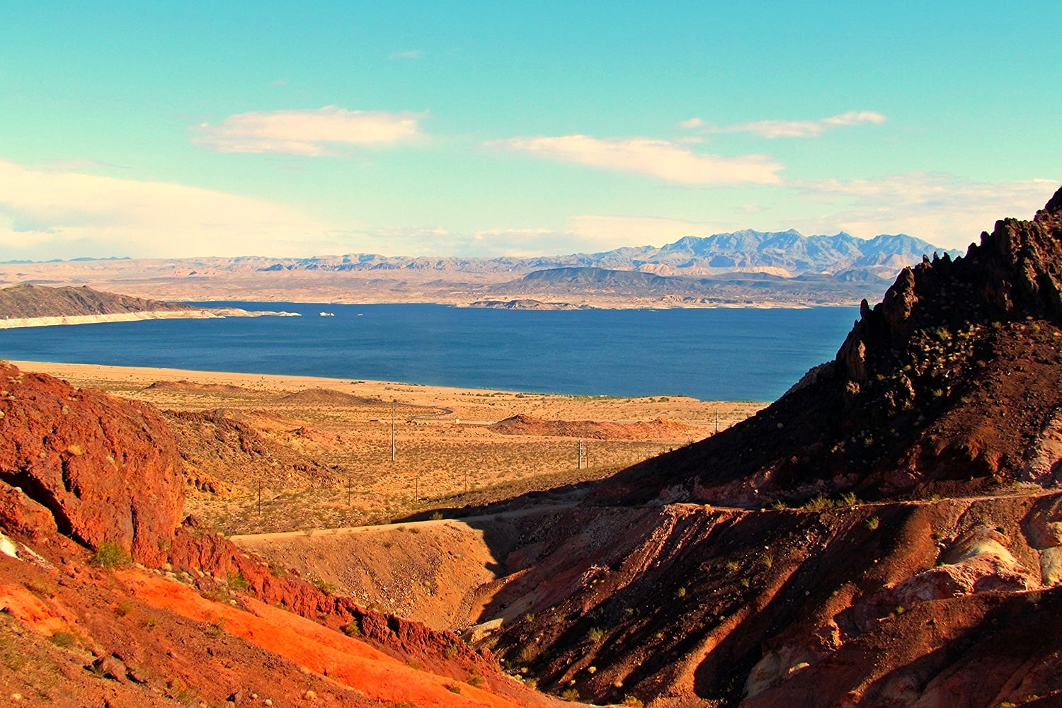 1500x1000 Aerial photo of a mountain and lake, lake mead, boulder city, nevada HD wallpaper