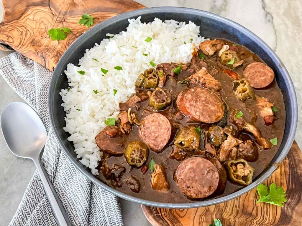1024x768 Authentic Chicken and Smoked Sausage Gumbo Olives Branch
