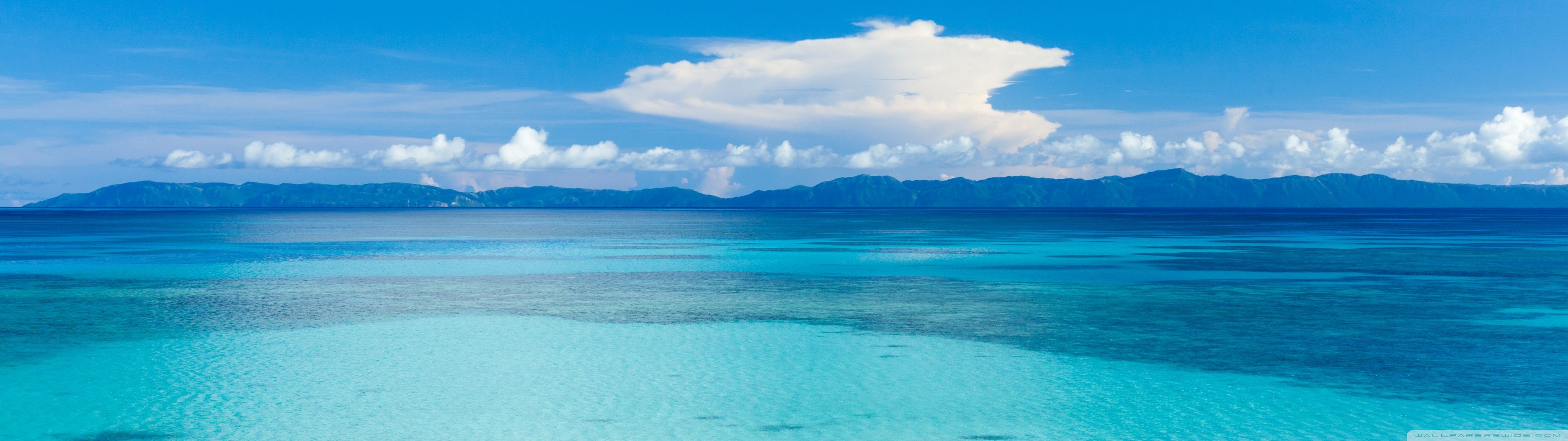 3840x1080 Island Beach Panoramic View 4K UHD Wallpaper for UltraHD Desktop and TV : Widescreen and UltraWide Display : Dual and Triple Monitor : Smartphone and Tablet Devices