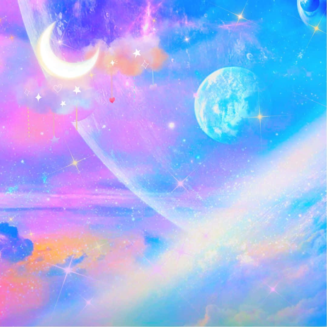 1080x1080 Download Suggested A dreamy night sky illuminated by a stunning pastel moon. Wallpaper
