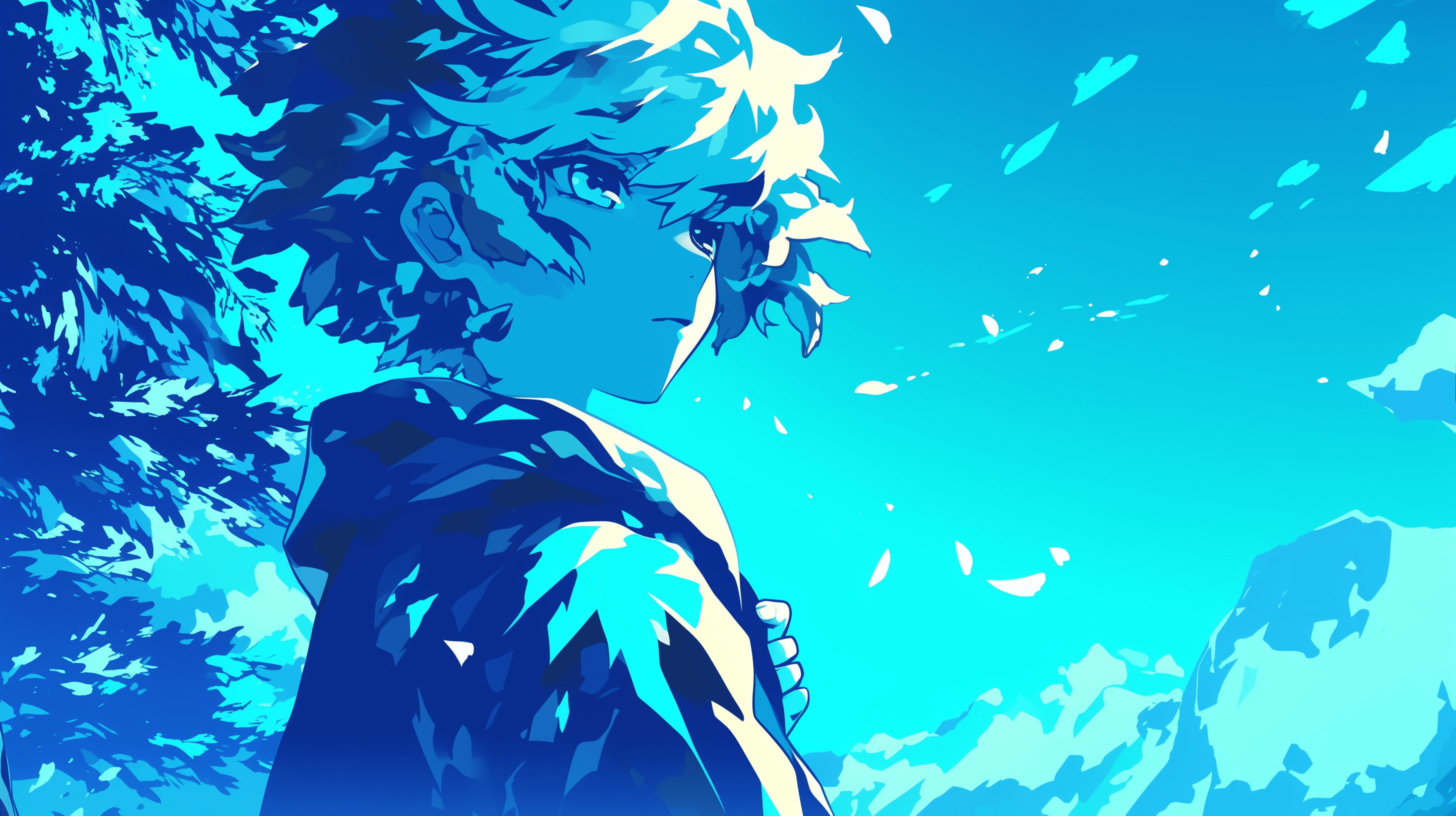 2912x1632 Blue Anime Boy HD Desktop Wallpaper