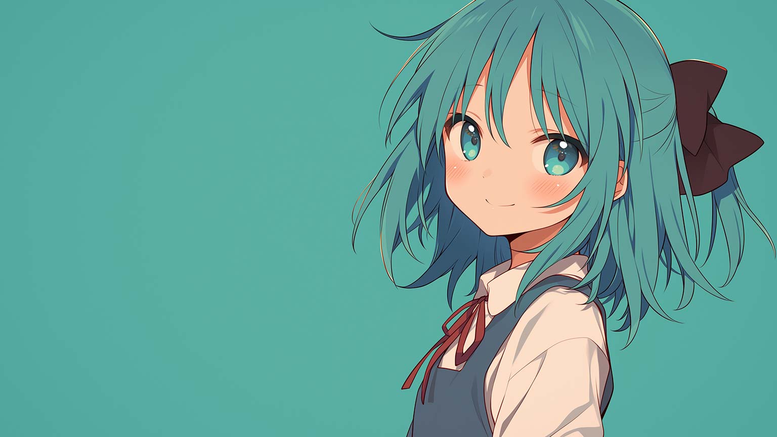 1536x864 Anime Girl with Turquoise Hair Desktop Wallpaper