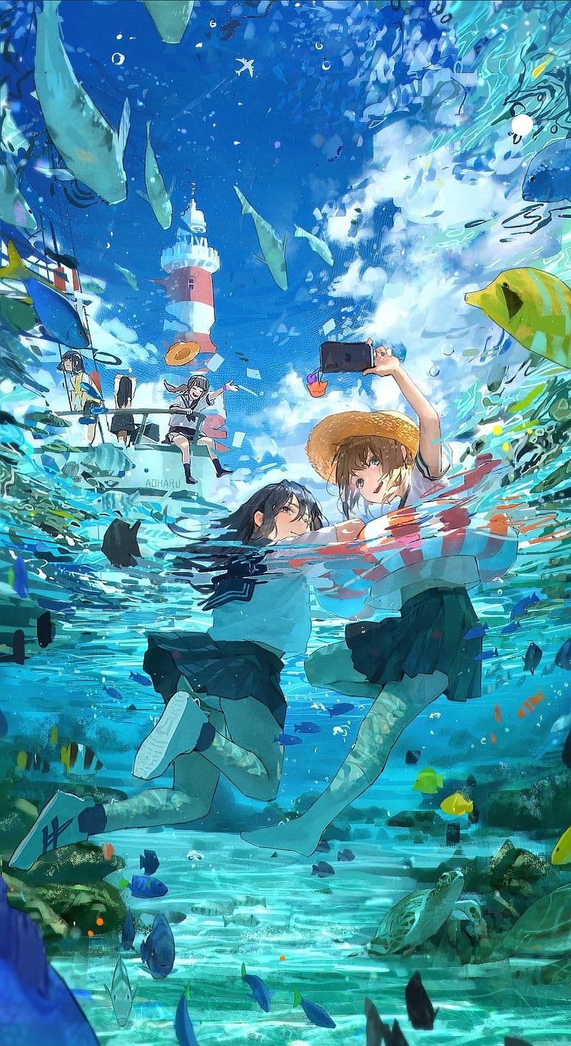 800x1464 Underwater, aesthetic, anime, HD phone wallpaper