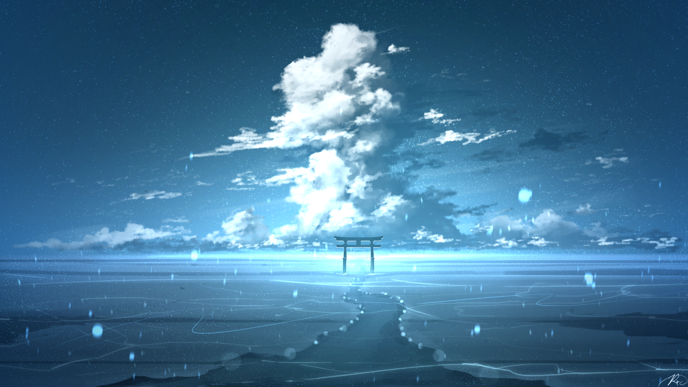 2204x1240 Cloudy Landscape Digital Anime Art Wallpaper, HD Anime 4K Wallpaper, Image and Background