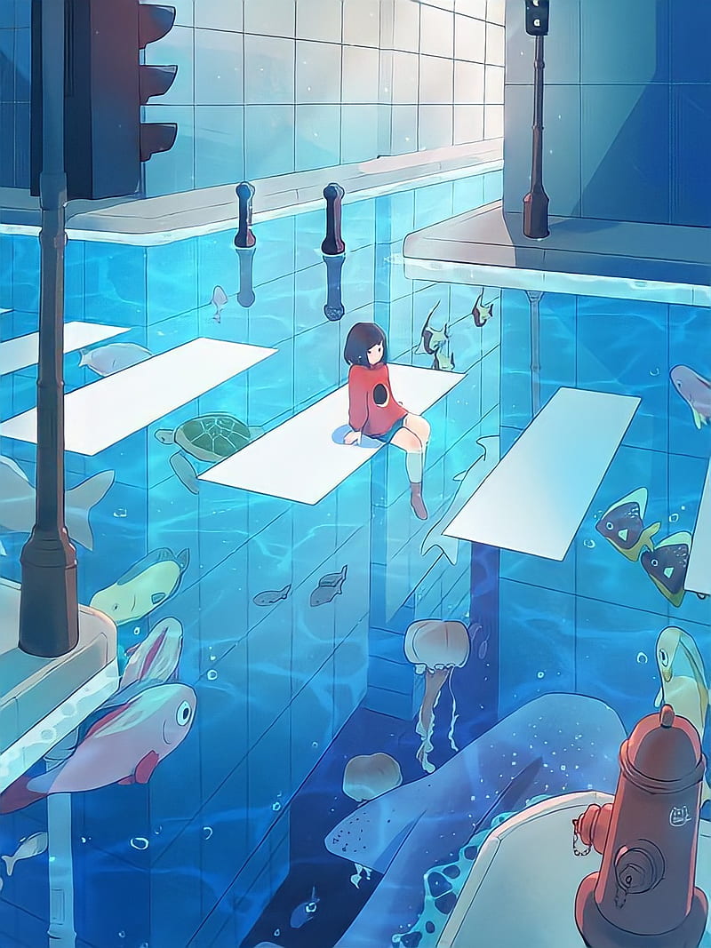 800x1067 Ocean anime, city, HD phone wallpaper