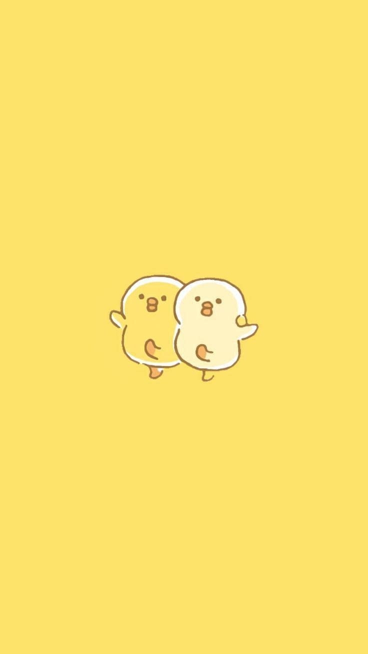 736x1308 Download Dancing Ducks On Cute Pastel Yellow Aesthetic Wallpaper