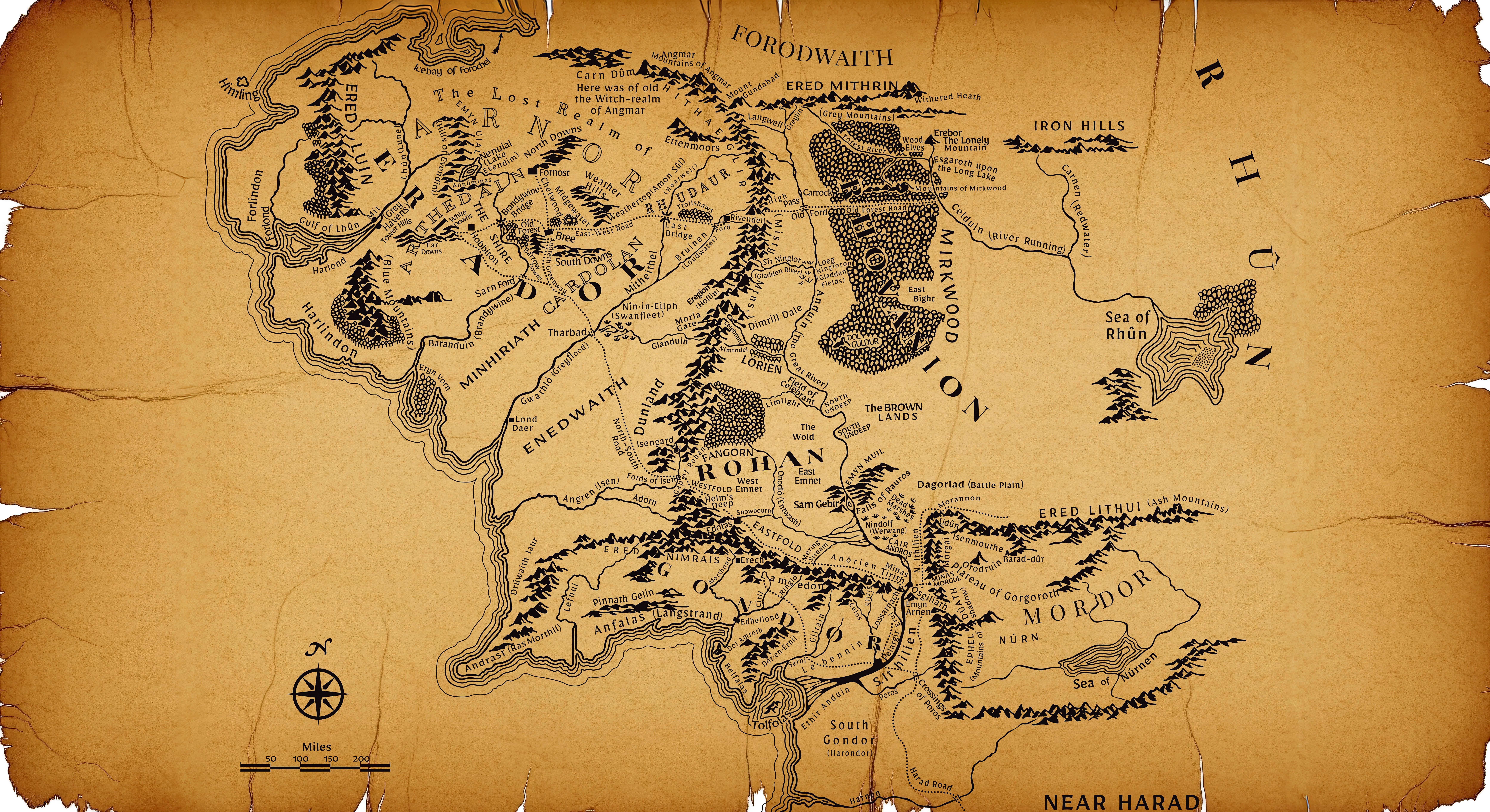 10000x5455 Sharing This Beautiful Ultra High Res (10K) Map Of Middle Earth