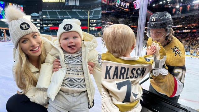640x360 Watch: Knights' William Karlsson and wife Emily's son Beckham's adorable first interaction with newborn little brother Maxwell