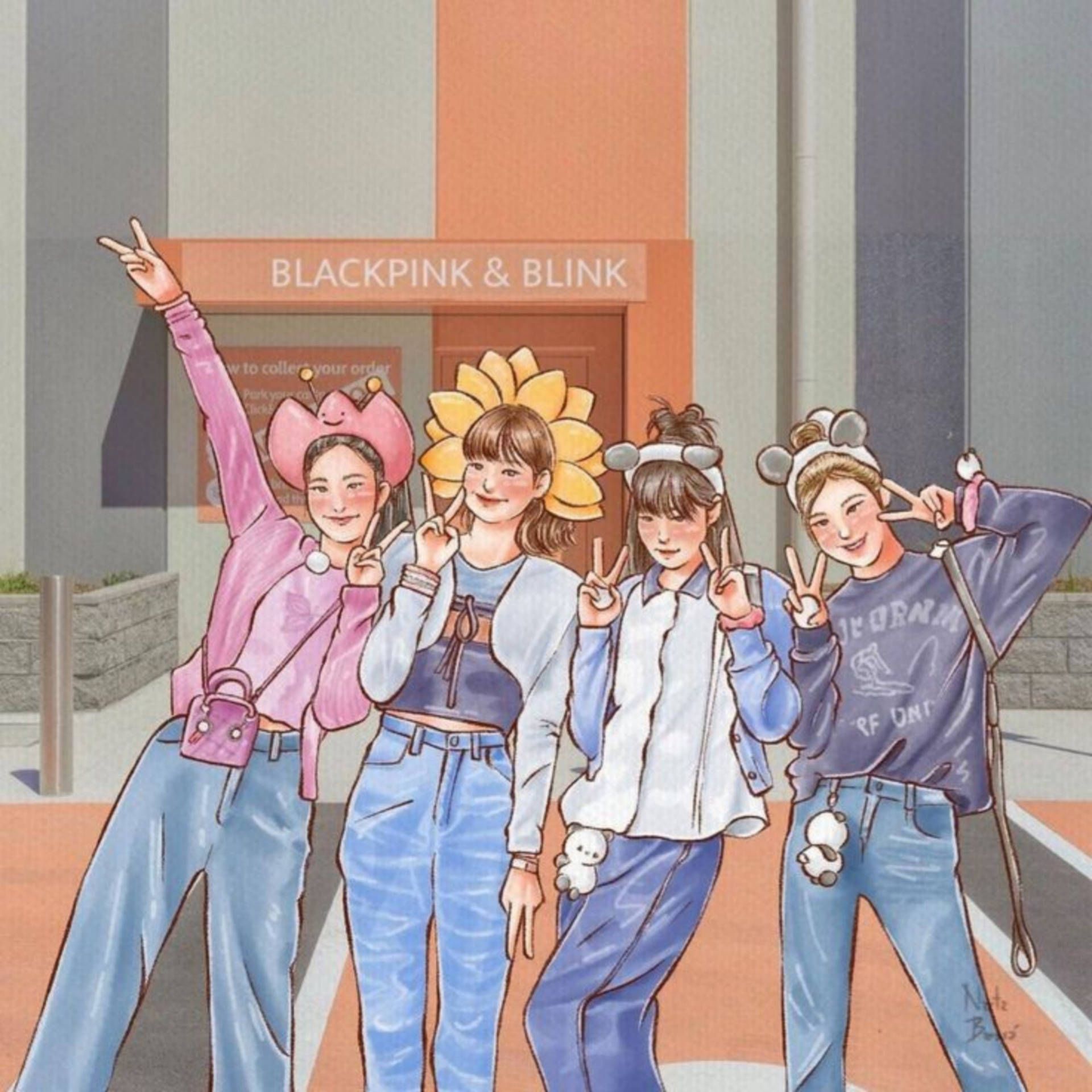 1920x1920 Download Blackpink Cartoon Everland Wallpaper