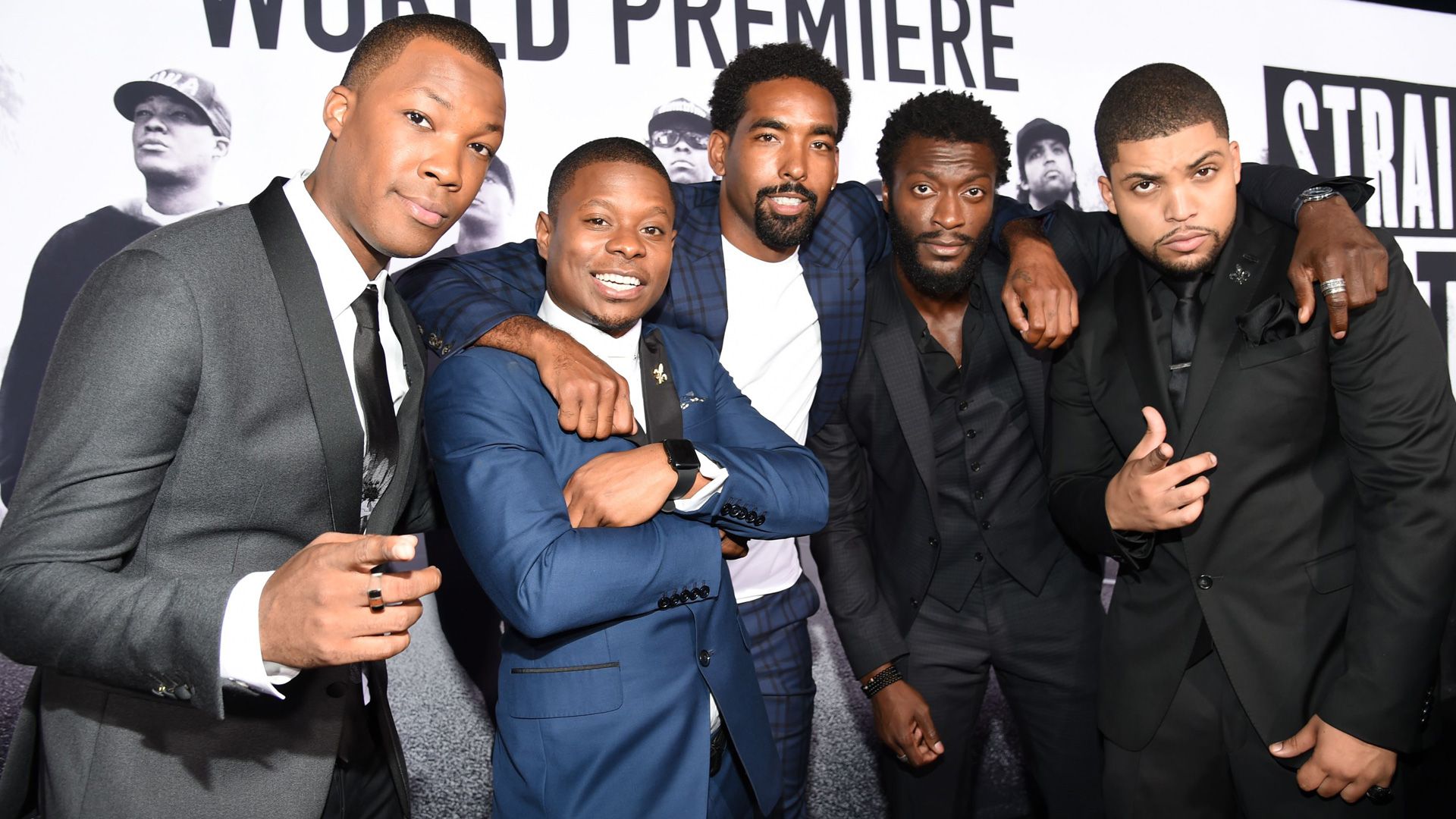 1920x1080 Ice Cube, Dr. Dre, MC Ren, DJ Yella & Young Stars Celebrate 'Straight Outta Compton' Premiere
